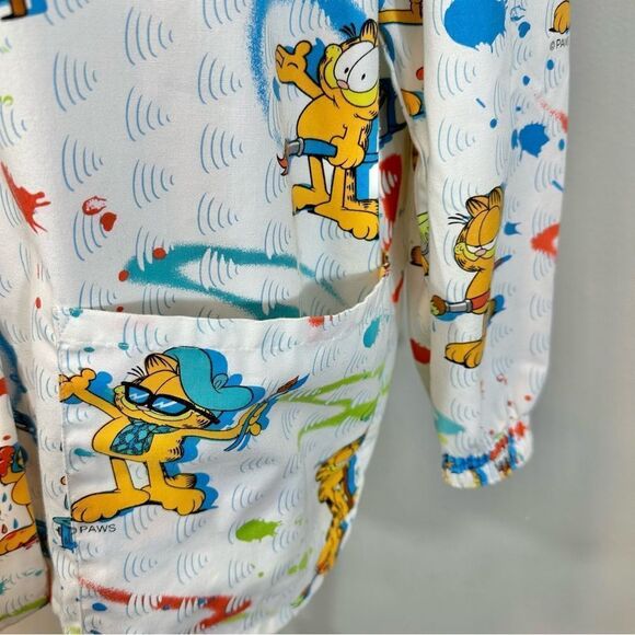 Vintage Garfield Scrub Jacket Cherokee Brand Painter Artist Cartoon Size S - Picture 5 of 13